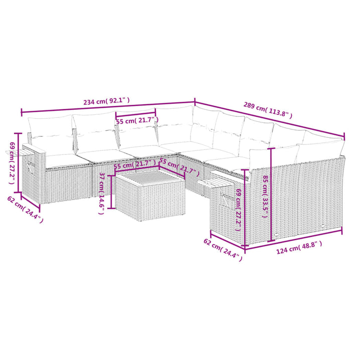 Set mobilier de grădină cu perne, 9 piese, negru, poliratan - WALTI WALTI