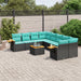 Set mobilier de grădină cu perne, 9 piese, negru, poliratan - WALTI WALTI