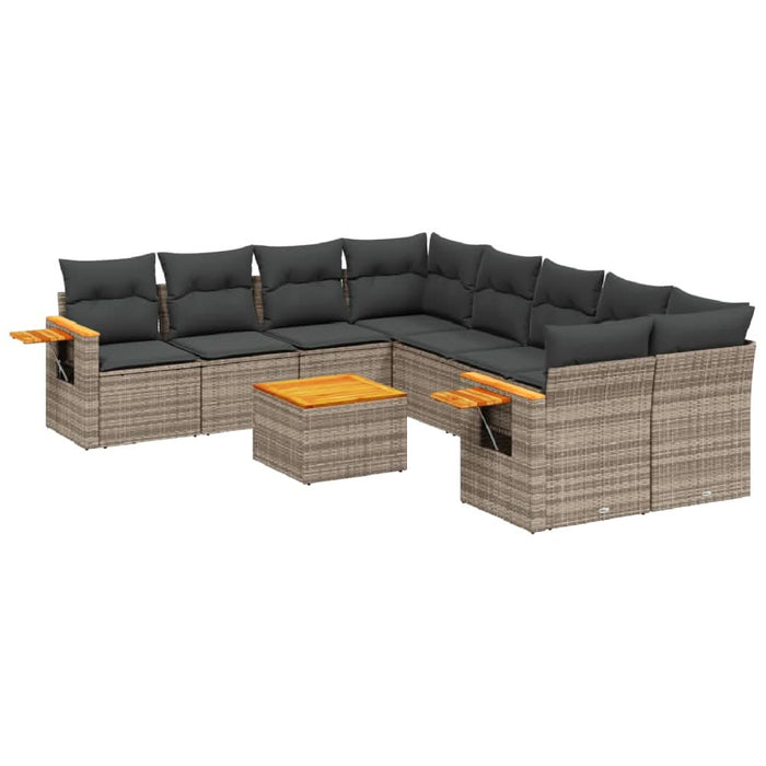 Set canapele de grădină, 9 piese, cu perne, gri, poliratan - WALTI WALTI