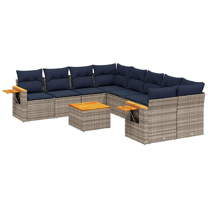 Set canapele de grădină, 9 piese, cu perne, gri, poliratan - WALTI WALTI