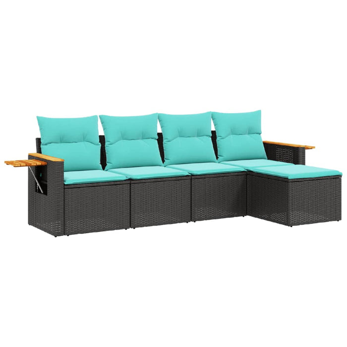 Set mobilier de grădină cu perne, 5 piese, negru, poliratan - WALTI WALTI