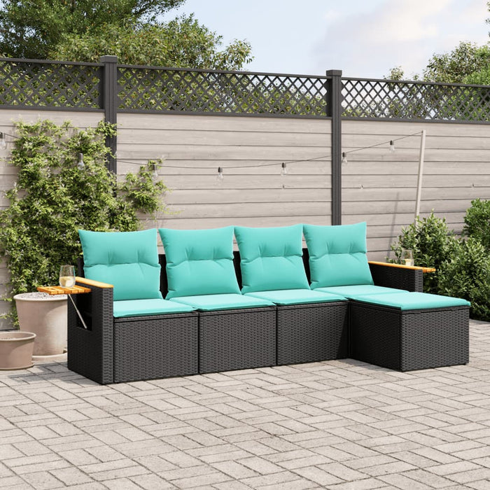 Set mobilier de grădină cu perne, 5 piese, negru, poliratan - WALTI WALTI