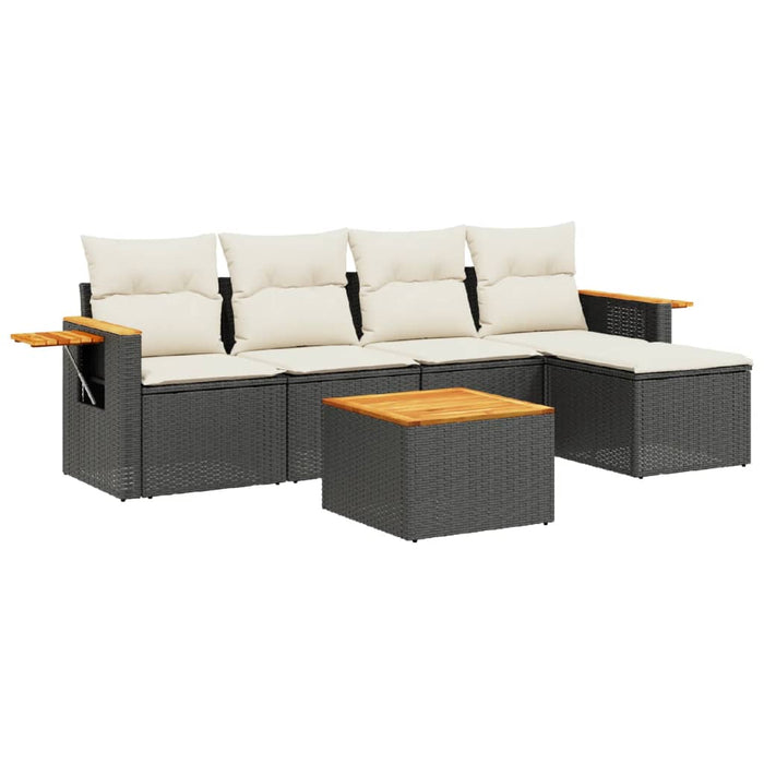 Set mobilier de grădină cu perne, 6 piese, negru, poliratan - WALTI WALTI