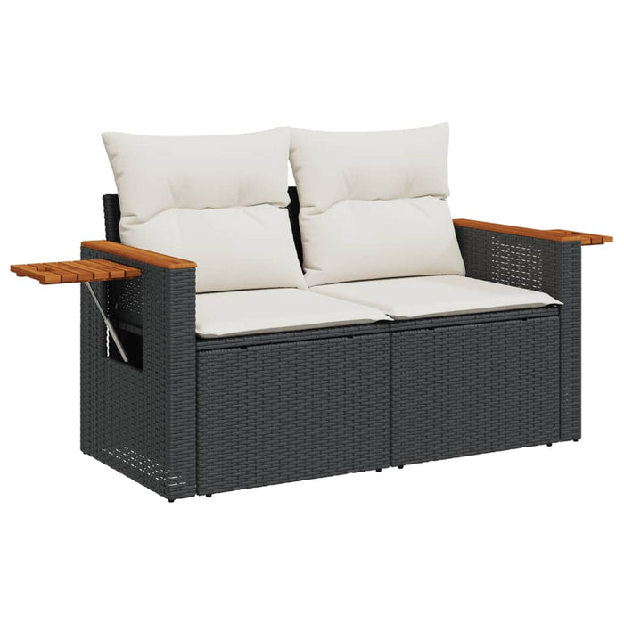 Set mobilier de grădină cu perne, 5 piese, negru, poliratan WALTI