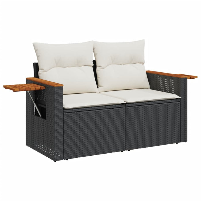 Set mobilier de grădină cu perne, 5 piese, negru, poliratan WALTI