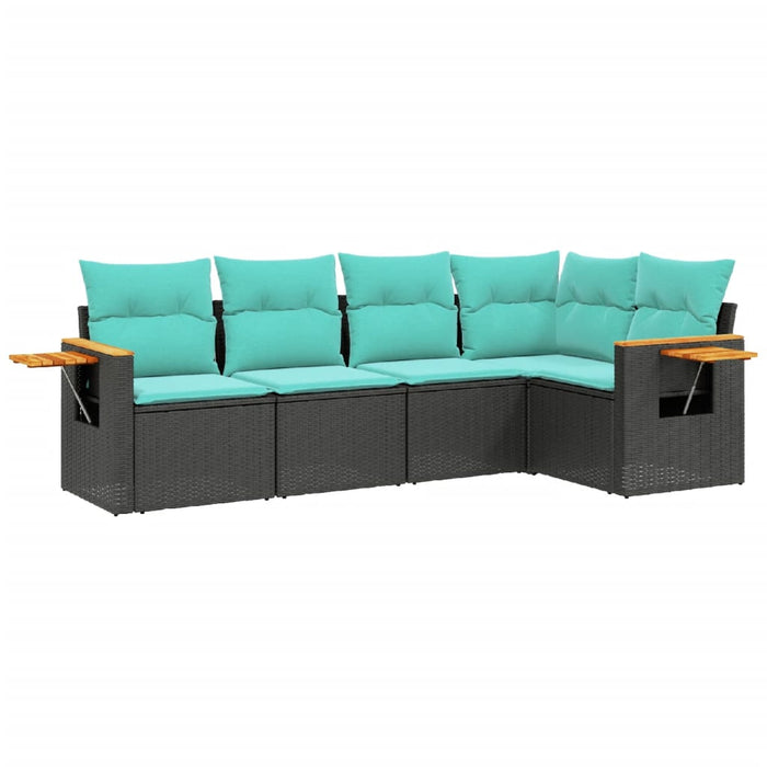 Set mobilier de grădină cu perne, 5 piese, negru, poliratan - WALTI WALTI