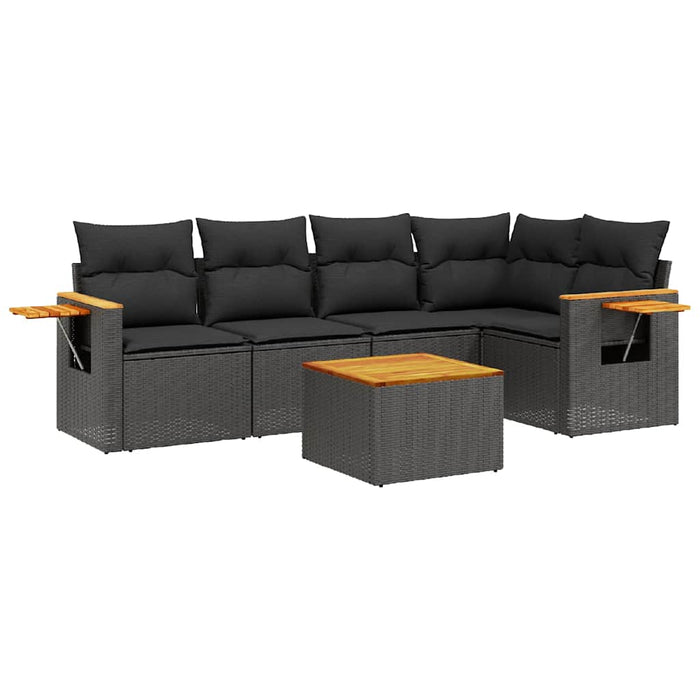 Set mobilier de grădină cu perne, 6 piese, negru, poliratan - WALTI WALTI