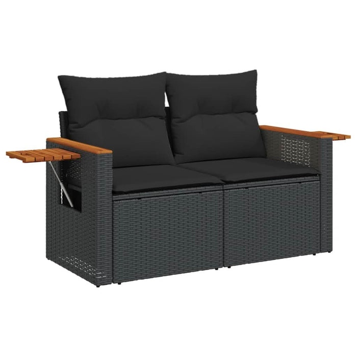 Set mobilier de grădină cu perne, 5 piese, negru, poliratan - WALTI WALTI