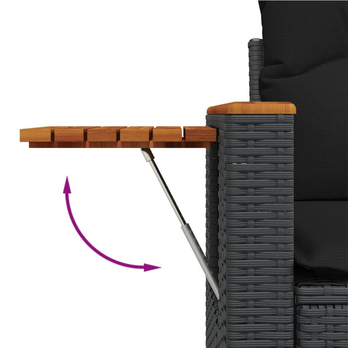 Set mobilier de grădină cu perne, 5 piese, negru, poliratan - WALTI WALTI