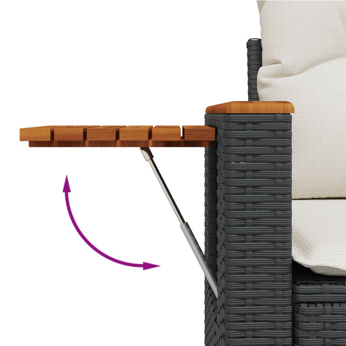 Set mobilier de grădină cu perne, 5 piese, negru, poliratan WALTI