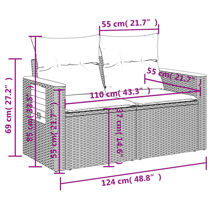 Set mobilier de grădină cu perne, 5 piese, negru, poliratan WALTI