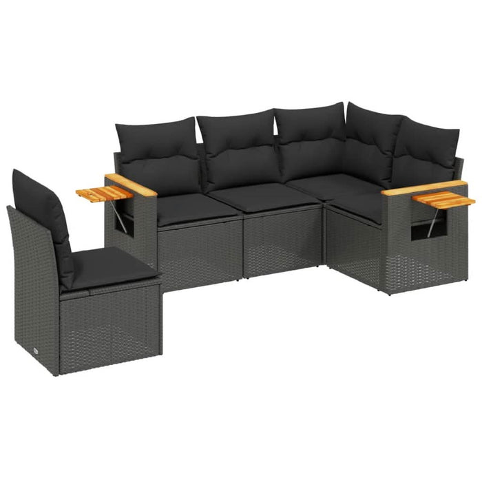Set mobilier de grădină cu perne, 5 piese, negru, poliratan - WALTI WALTI