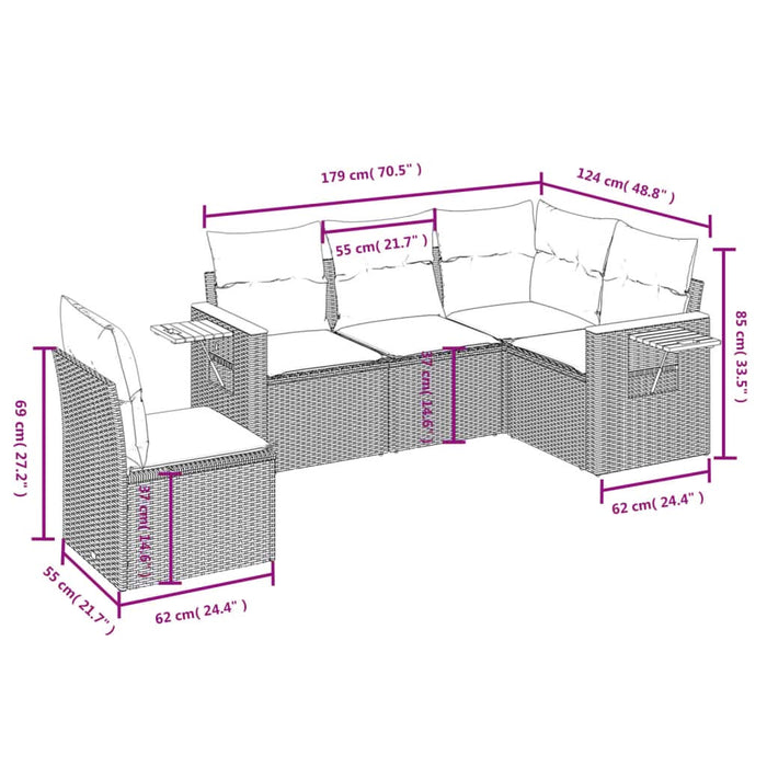 Set mobilier de grădină cu perne, 5 piese, negru, poliratan - WALTI WALTI