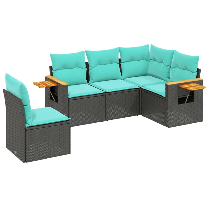 Set mobilier de grădină cu perne, 5 piese, negru, poliratan - WALTI WALTI