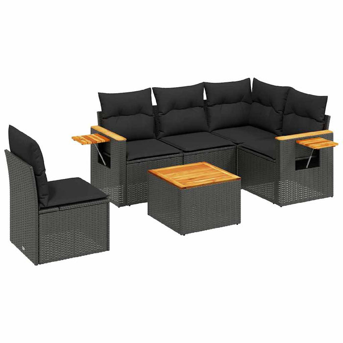 Set mobilier de grădină cu perne, 6 piese, negru, poliratan - WALTI WALTI