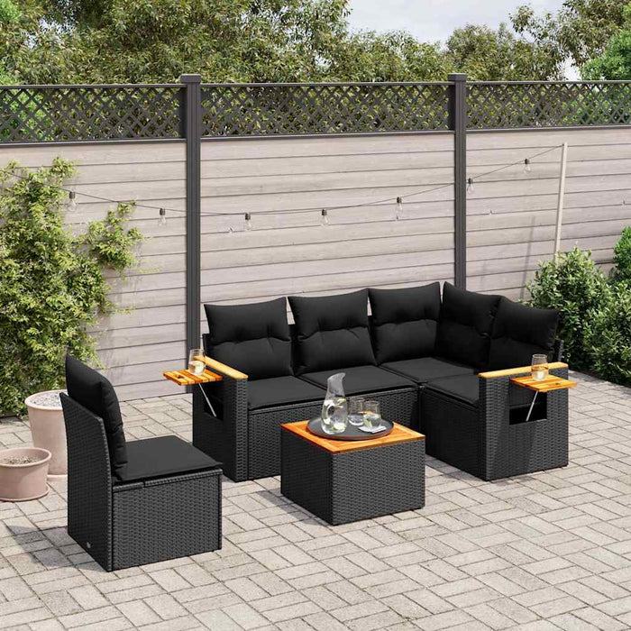 Set mobilier de grădină cu perne, 6 piese, negru, poliratan - WALTI WALTI