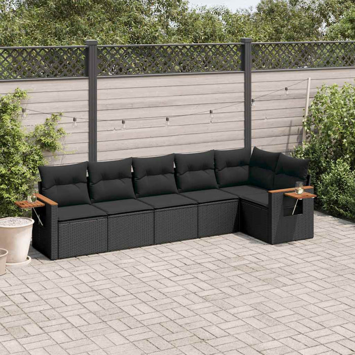 Set mobilier de grădină cu perne, 6 piese, negru, poliratan - WALTI WALTI