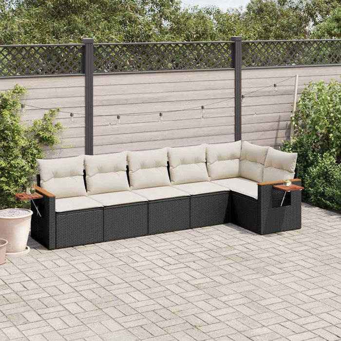 Set mobilier de grădină cu perne, 6 piese, negru, poliratan - WALTI WALTI