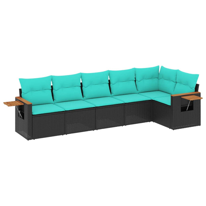 Set canapele de grădină cu perne, 6 piese, negru, poliratan WALTI