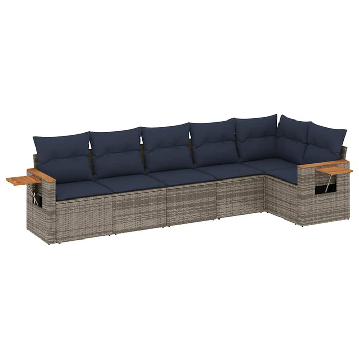 Set canapele de grădină cu perne, 6 piese, gri, poliratan WALTI