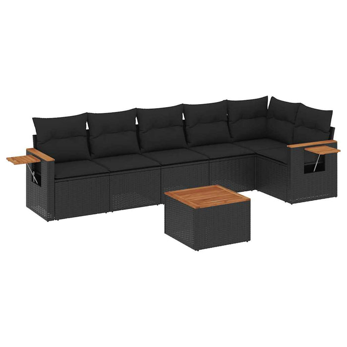 Set canapele de grădină cu perne, 7 piese, negru, poliratan - WALTI WALTI