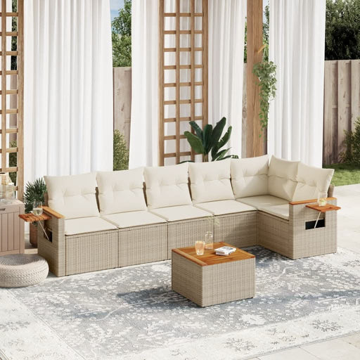 Set canapele de grădină, 7 piese, cu perne, bej, poliratan - WALTI WALTI