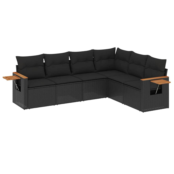 Set mobilier de grădină cu perne, 6 piese, negru, poliratan - WALTI WALTI