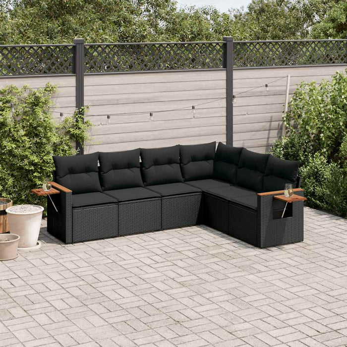 Set mobilier de grădină cu perne, 6 piese, negru, poliratan - WALTI WALTI