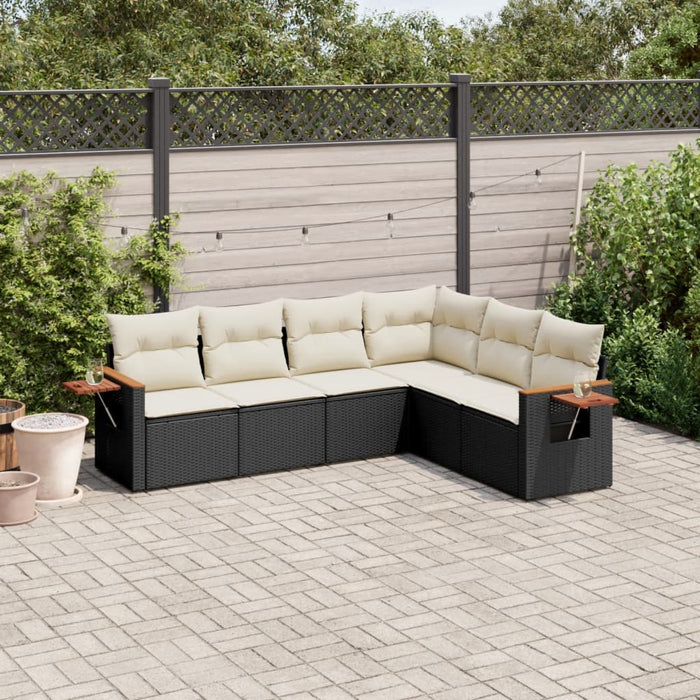 Set mobilier de grădină cu perne, 6 piese, negru, poliratan - WALTI WALTI