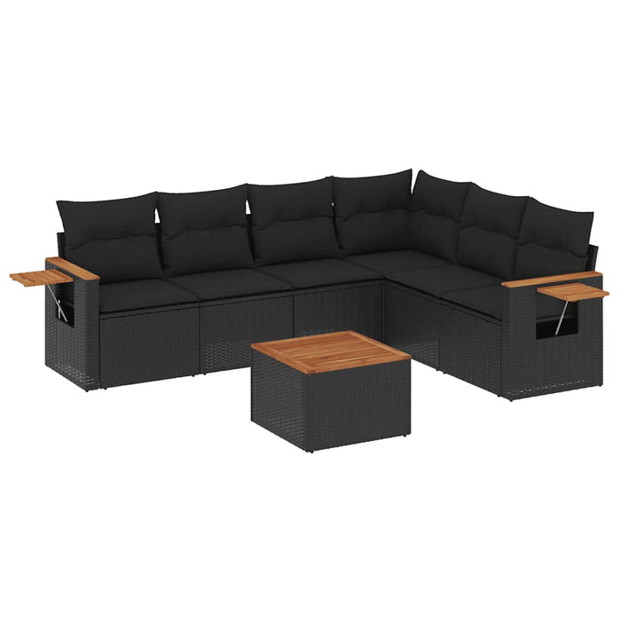Set canapele de grădină cu perne, 7 piese, negru, poliratan - WALTI WALTI