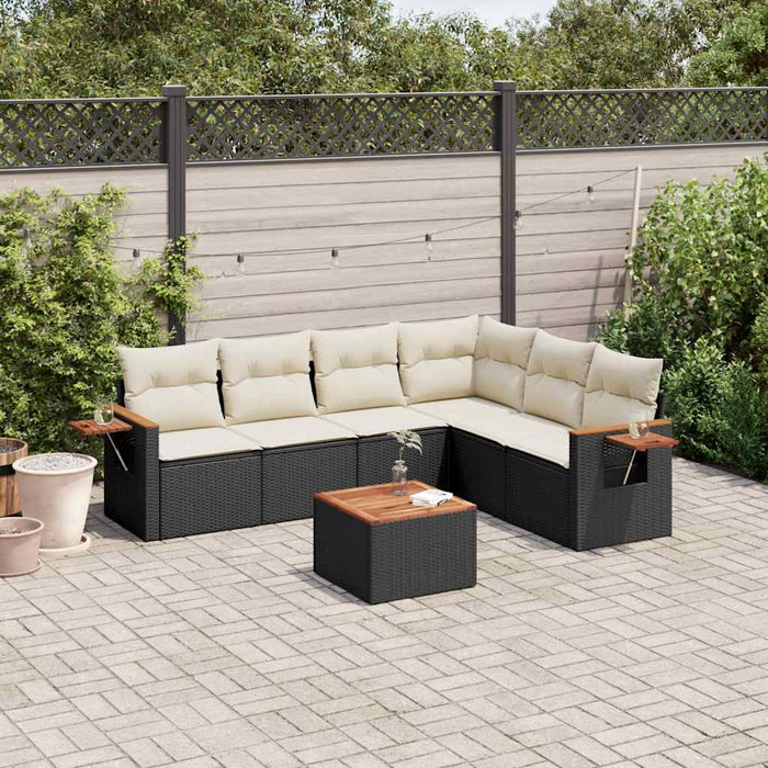 Set canapele de grădină cu perne, 7 piese, negru, poliratan - WALTI WALTI