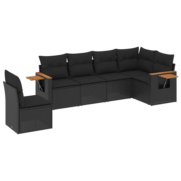 Set mobilier de grădină cu perne, 6 piese, negru, poliratan - WALTI WALTI