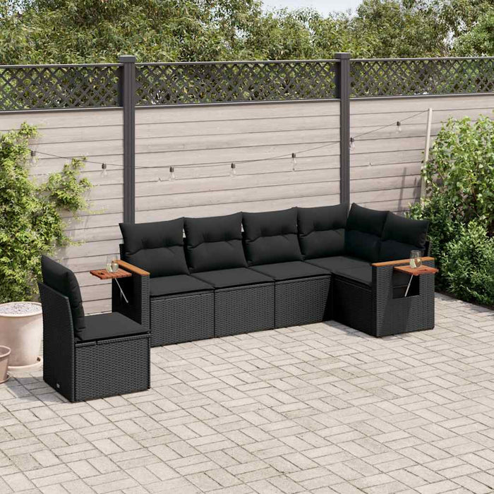 Set mobilier de grădină cu perne, 6 piese, negru, poliratan - WALTI WALTI