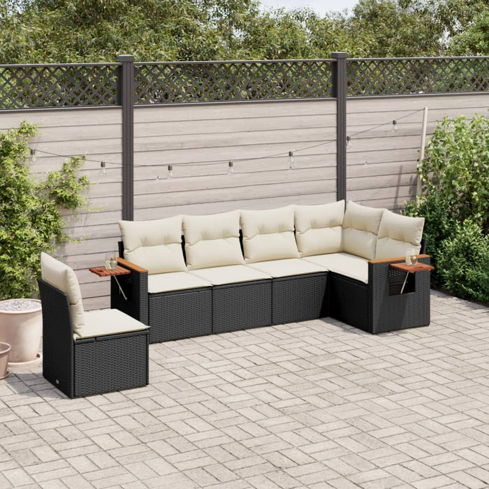 Set mobilier de grădină cu perne, 6 piese, negru, poliratan - WALTI WALTI