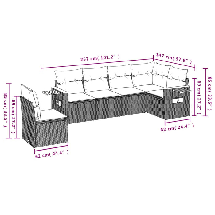 Set mobilier grădină cu perne, 6 piese, gri, poliratan - WALTI WALTI