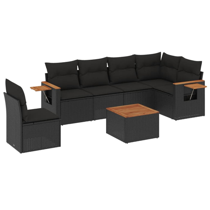 Set canapele de grădină cu perne, 7 piese, negru, poliratan - WALTI WALTI