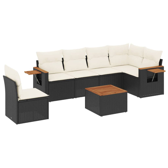 Set canapele de grădină cu perne, 7 piese, negru, poliratan - WALTI WALTI