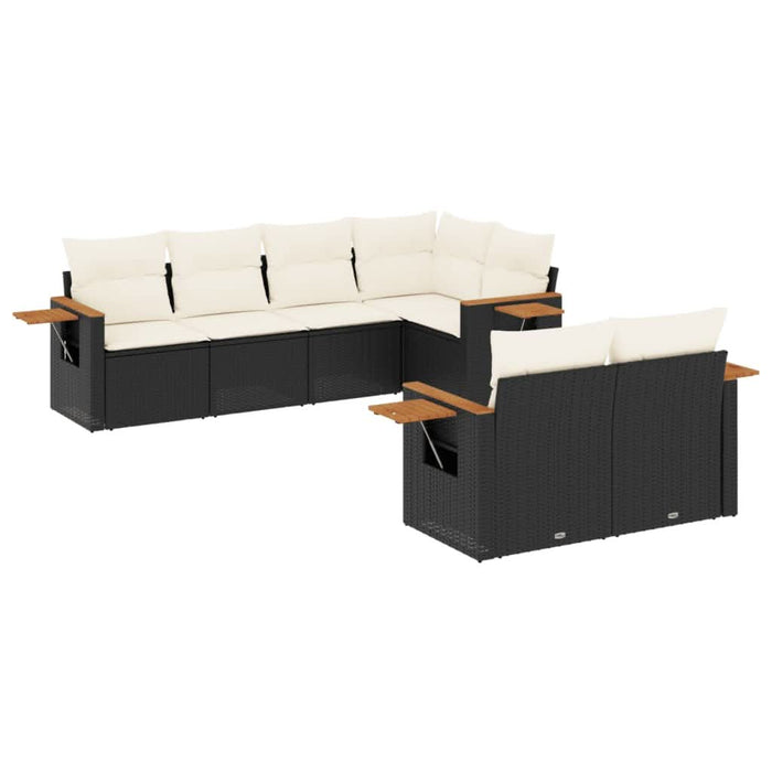 Set canapele de grădină cu perne, 7 piese, negru, poliratan - WALTI WALTI