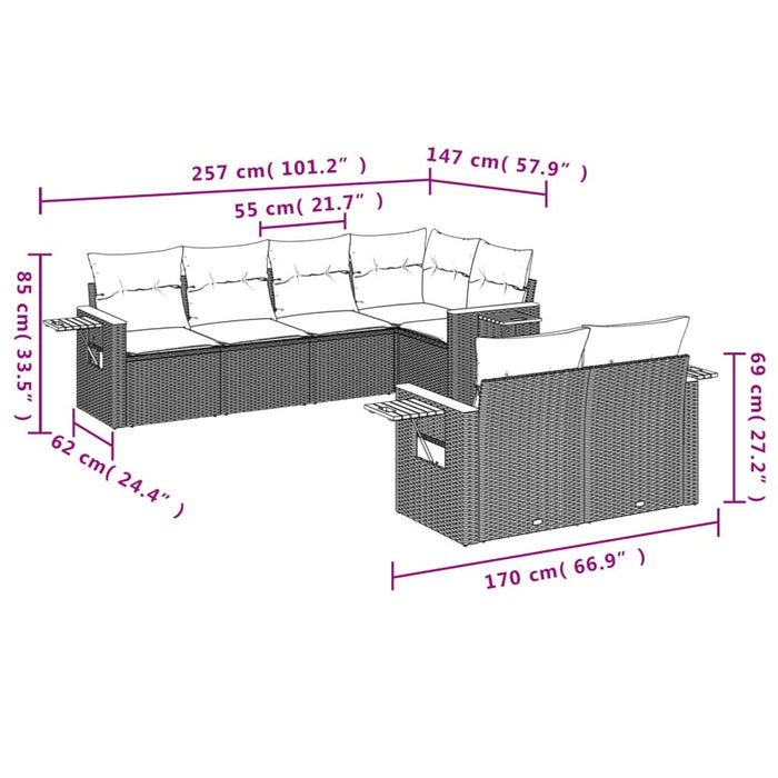 Set canapele de grădină cu perne, 7 piese, negru, poliratan - WALTI WALTI