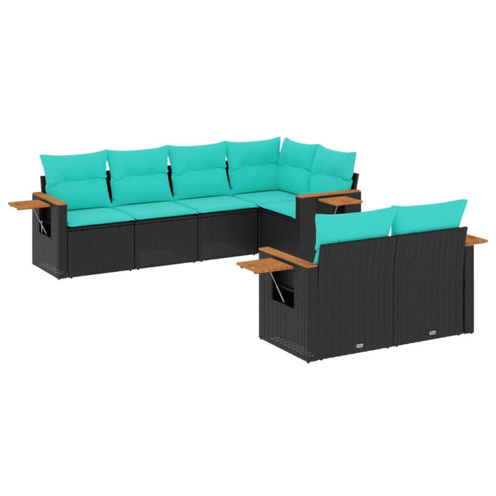 Set canapele de grădină cu perne, 7 piese, negru, poliratan - WALTI WALTI