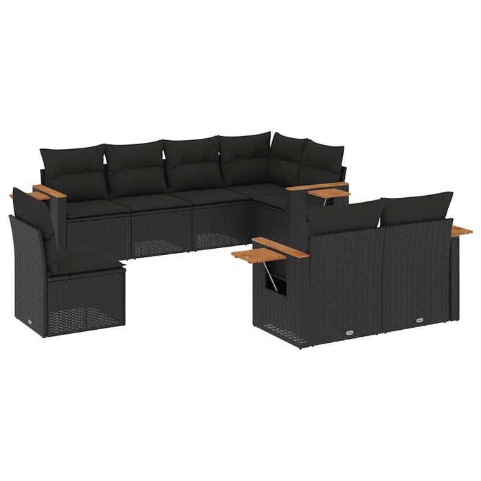 Set mobilier de grădină cu perne, 8 piese, negru, poliratan - WALTI WALTI