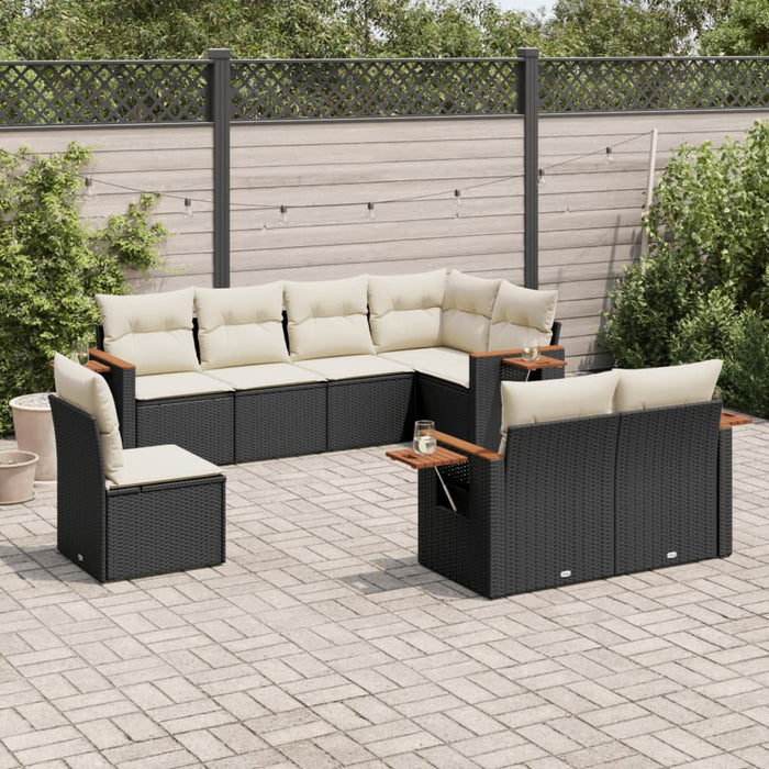 Set mobilier de grădină cu perne, 8 piese, negru, poliratan - WALTI WALTI