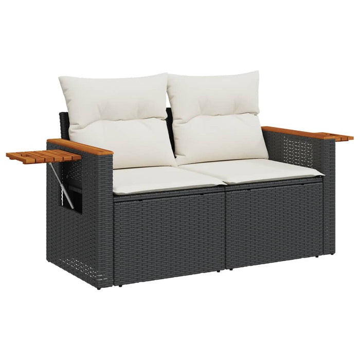 Set mobilier de grădină cu perne, 6 piese, negru, poliratan WALTI