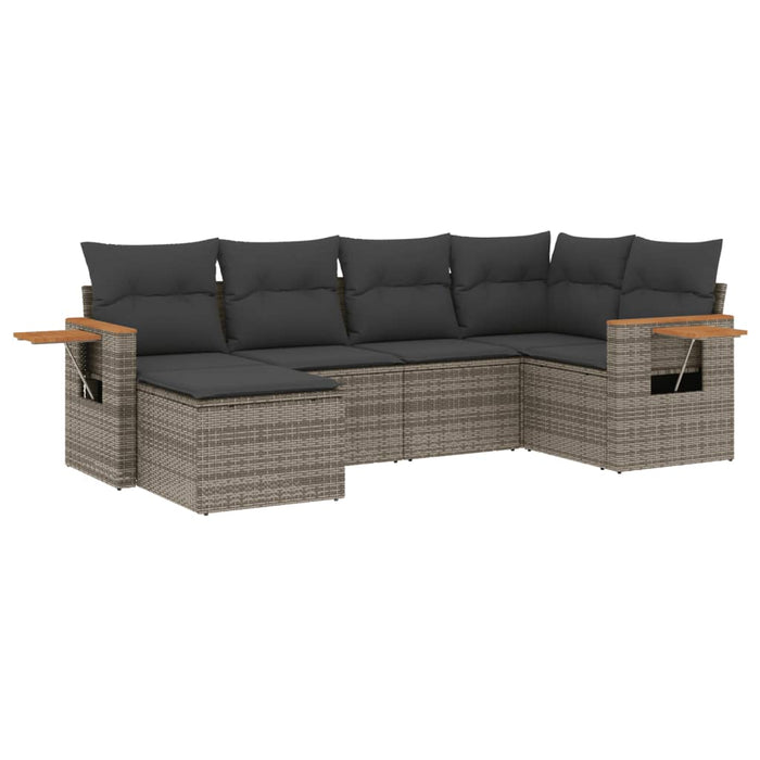 Set mobilier grădină cu perne, 6 piese, gri, poliratan - WALTI WALTI