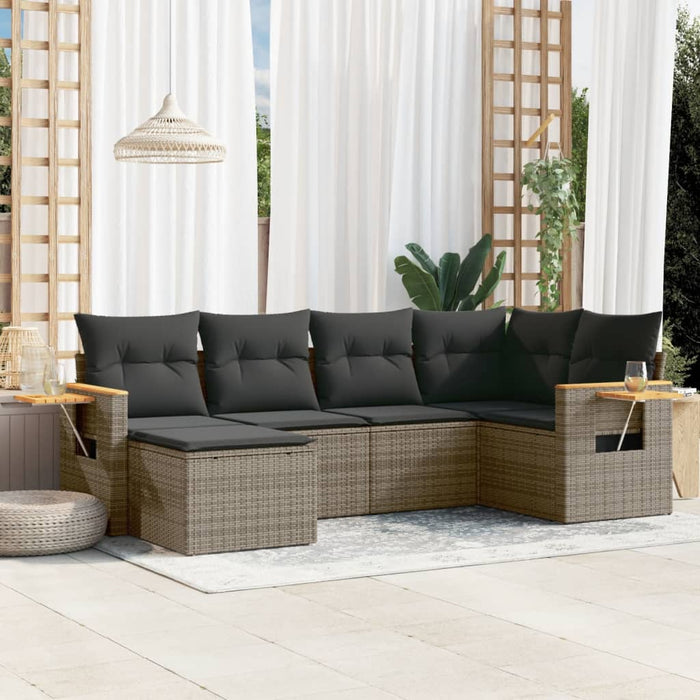 Set mobilier grădină cu perne, 6 piese, gri, poliratan - WALTI WALTI