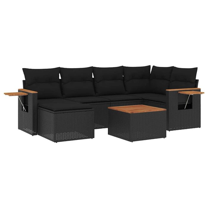 Set canapele de grădină cu perne, 7 piese, negru, poliratan - WALTI WALTI