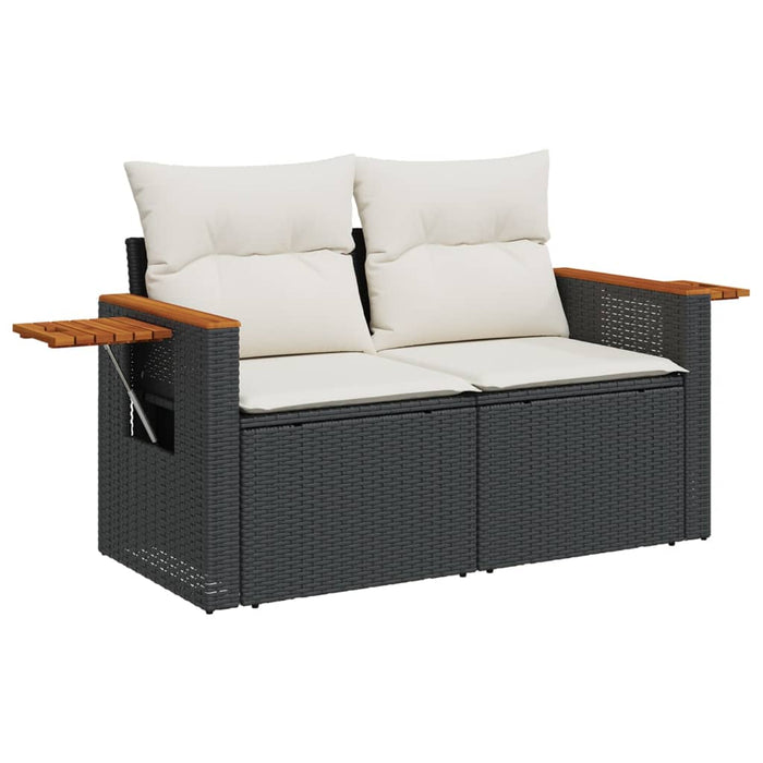 Set canapele de grădină cu perne, 7 piese, negru, poliratan WALTI