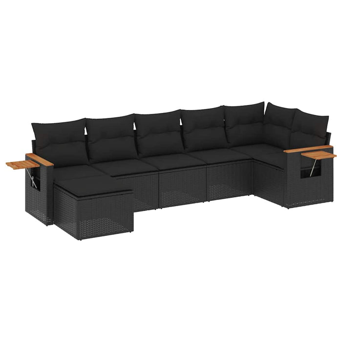 Set canapele de grădină cu perne, 7 piese, negru, poliratan - WALTI WALTI