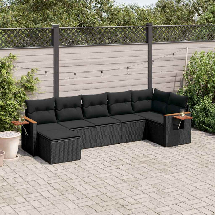 Set canapele de grădină cu perne, 7 piese, negru, poliratan - WALTI WALTI