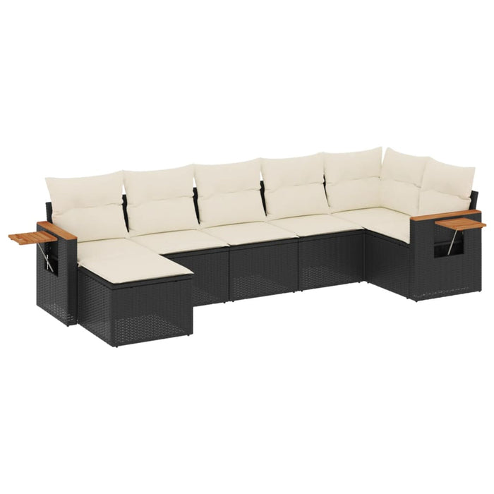 Set canapele de grădină cu perne, 7 piese, negru, poliratan - WALTI WALTI